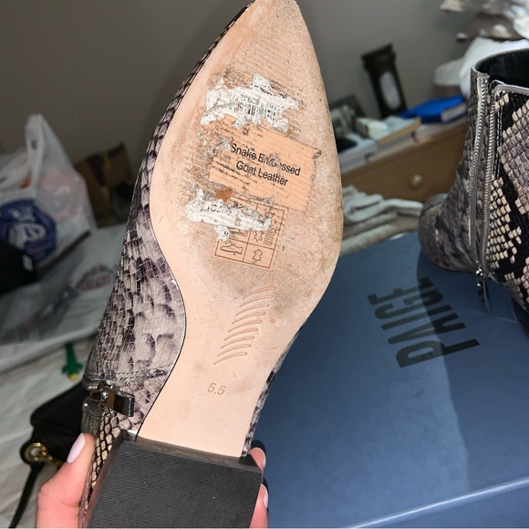 Paige Catherine Snakeskin-Embossed Leather Ankle Boots sz 5.5 - Picture 7 of 7